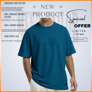 Home 1 pcs premium drop shoulder 220+ gsm 2/2 rib fabric petrol blue