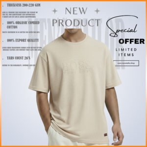 1 Pcs Premium Drop Shoulder 220+ GSM 2/2 Rib Fabric - Light Cream