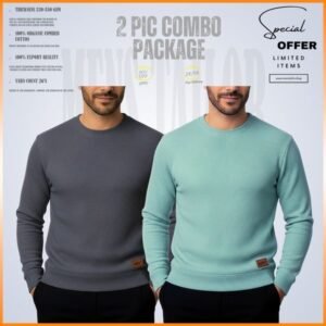 𝐒𝐨𝐥𝐢𝐝 𝐒𝐰𝐞𝐚𝐭𝐬𝐡𝐢𝐫𝐭 -Charcoal-Pastle Green 2 Pcs Combo