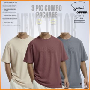 Premium Drop Shoulder 220+ GSM 2/2 Rib Fabric Light Cream-Ash Rose-Light Grey