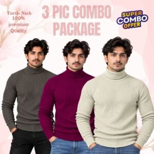𝐓𝐮𝐫𝐭𝐥𝐞 𝐍𝐞𝐜𝐤 Maroon-Cream-Coffee 3 Pcs Combo