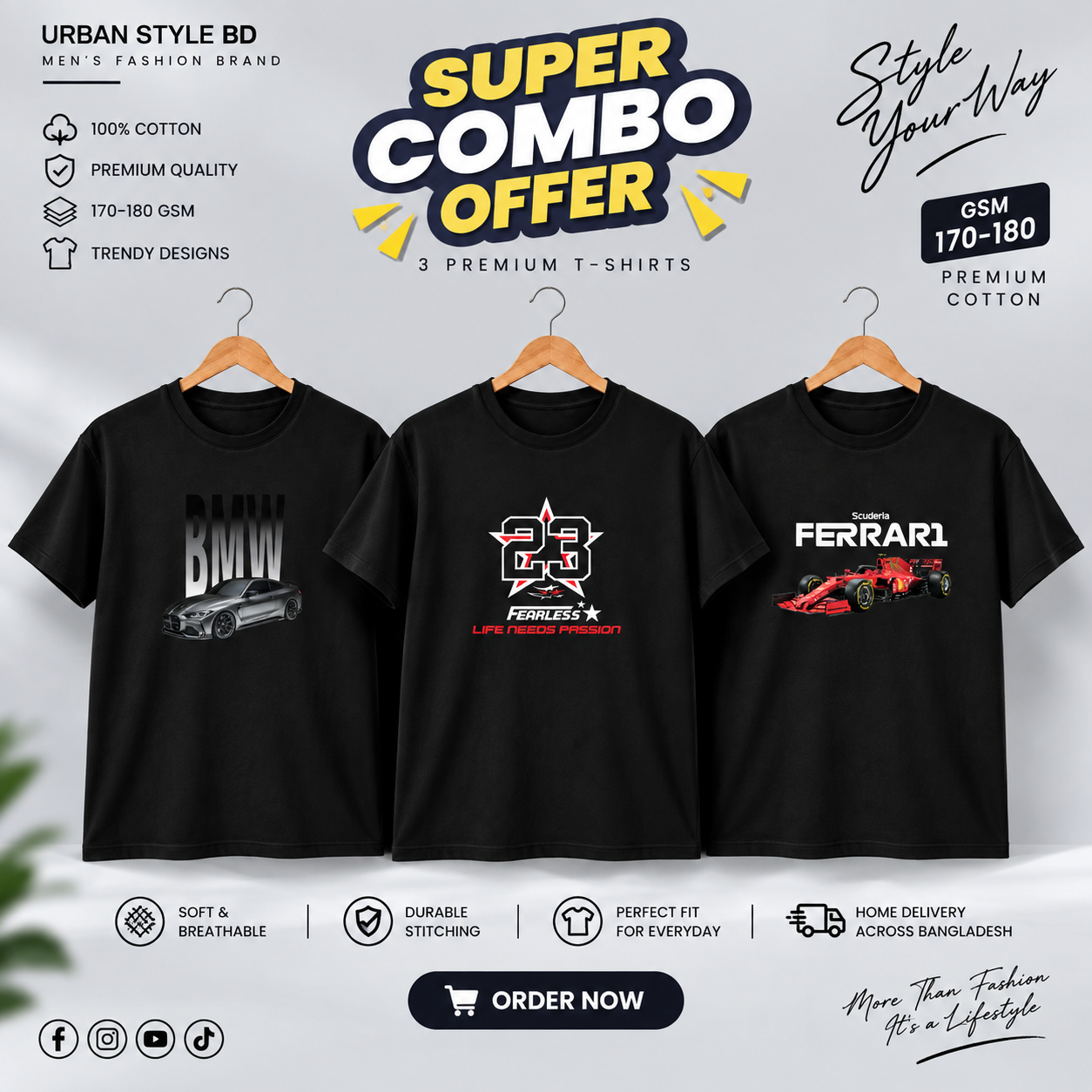 CR-14 Premium Luxury 3Pcs Combo T-shirt