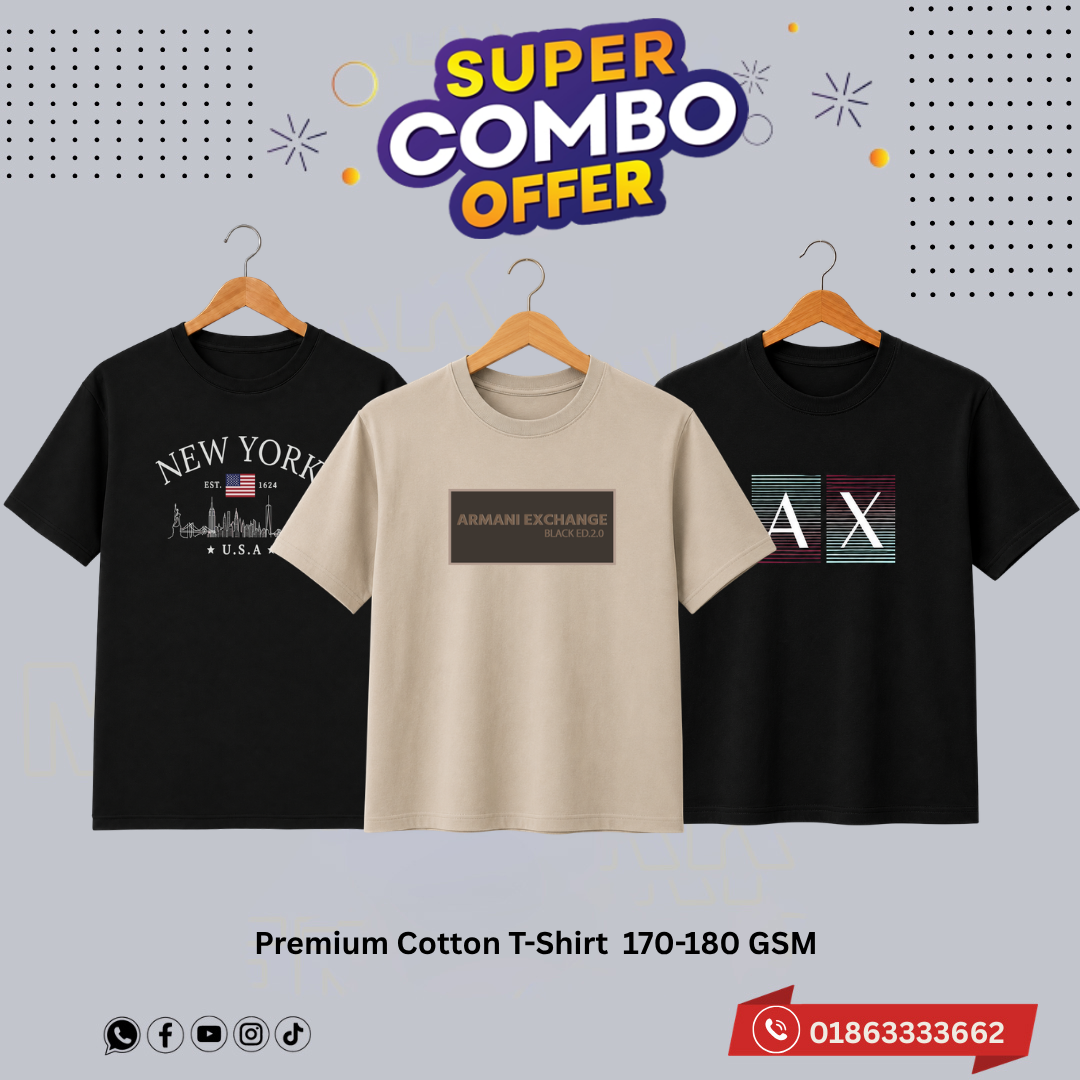 DN-36 Premium Luxury Brand 3Pcs Combo T-shirt
