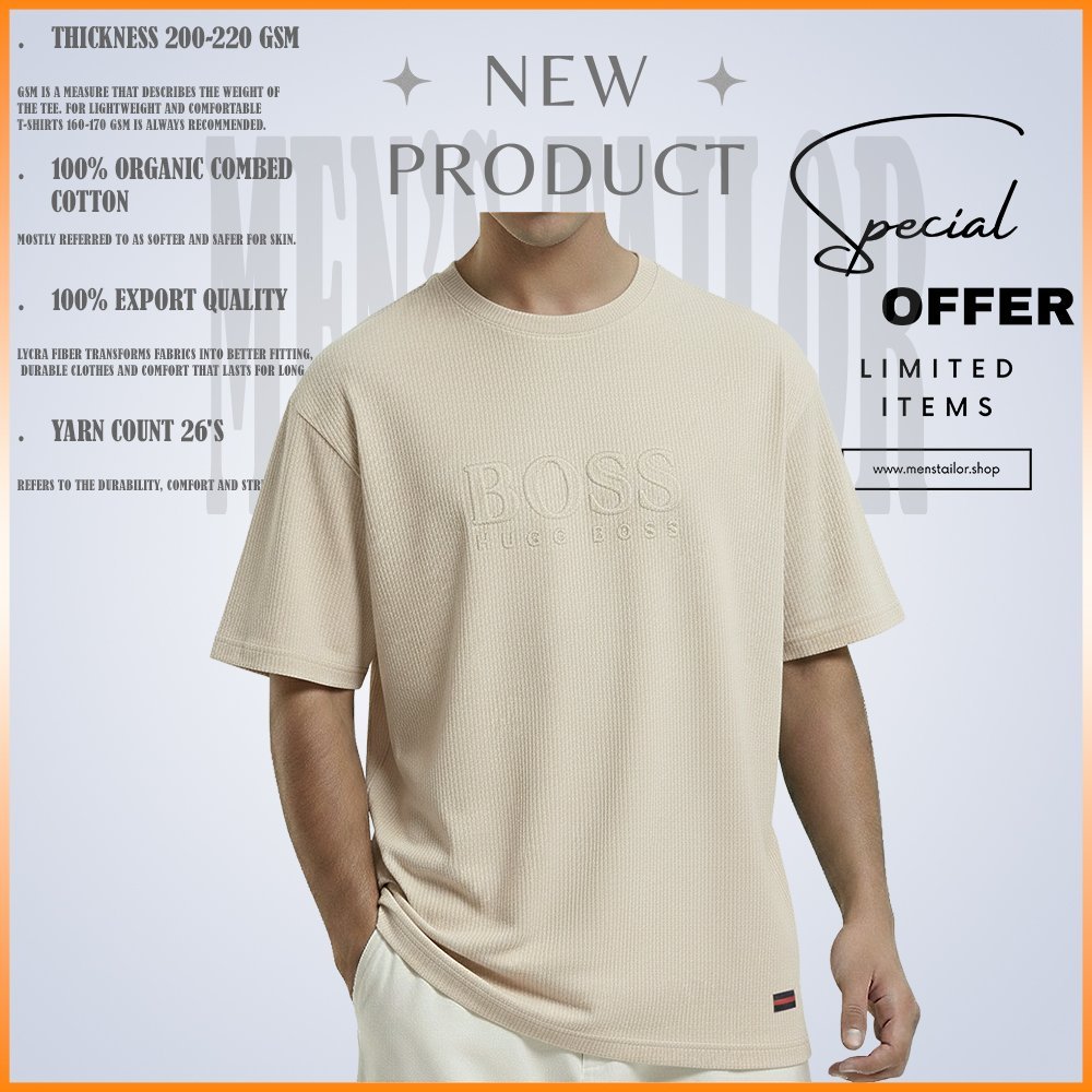 1 Pcs Premium Drop Shoulder 220+ GSM 2/2 Rib Fabric - Light Cream