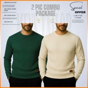 𝐒𝐨𝐥𝐢𝐝 𝐒𝐰𝐞𝐚𝐭𝐬𝐡𝐢𝐫𝐭 - Cream+Bottle Green 2 Pcs Combo