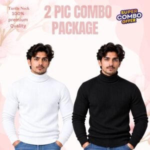 𝐓𝐮𝐫𝐭𝐥𝐞 𝐍𝐞𝐜𝐤 Black-White 2 Pcs Combo