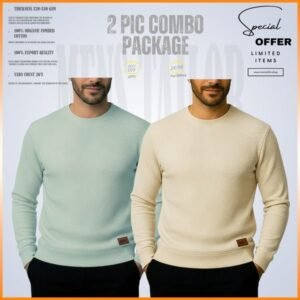 𝐒𝐨𝐥𝐢𝐝 𝐒𝐰𝐞𝐚𝐭𝐬𝐡𝐢𝐫𝐭 - Light Lemon-Cream 2 Pcs Combo