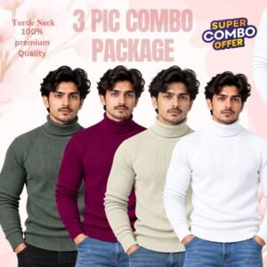 𝐓𝐮𝐫𝐭𝐥𝐞 𝐍𝐞𝐜𝐤 Olive-White-Cream-Maroon 4 Pcs Combo