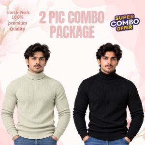 𝐓𝐮𝐫𝐭𝐥𝐞 𝐍𝐞𝐜𝐤 Black-Cream 2 Pcs Combo