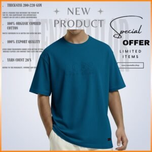 1 Pcs Premium Drop Shoulder 220+ GSM 2/2 Rib Fabric - Petrol Blue