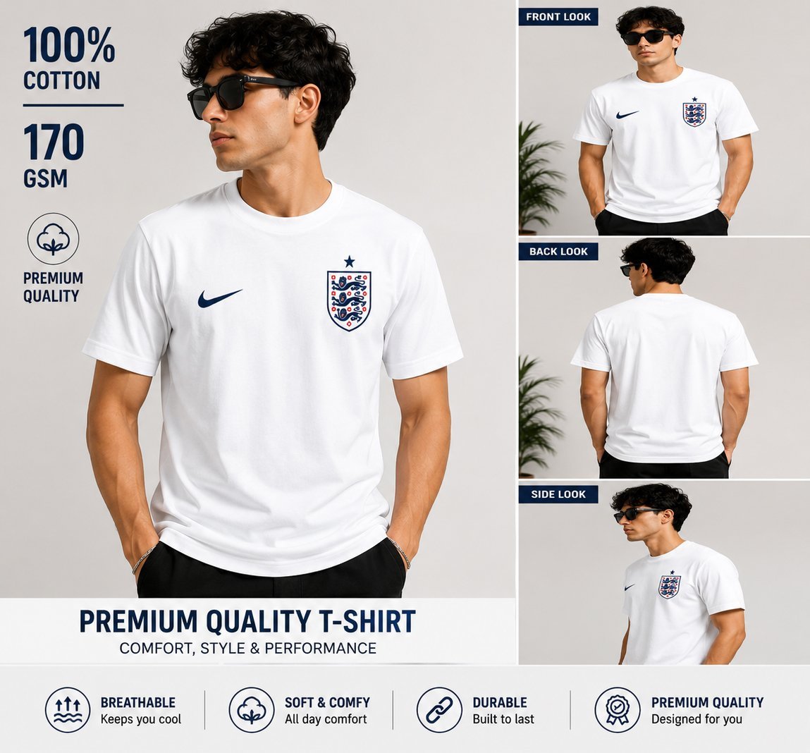England Premium World Cup T-shirt 2026-White - Image 2